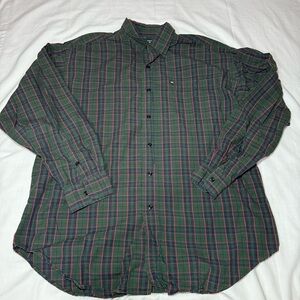 Polo Jeans Co Ralph Lauren Shirt Green Plaid Button-Down Long Sleeve Men's XL